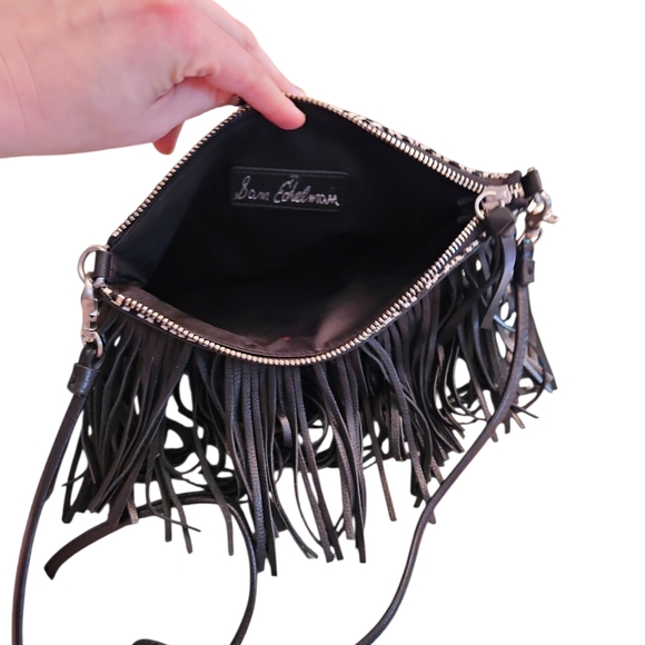 Sam Edelman Black and White Fringe Crossbody Bag - Picture 4 of 5